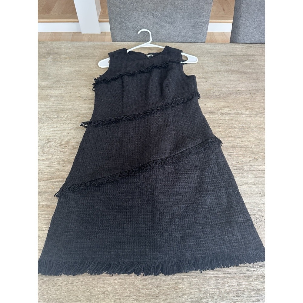 Ann Taylor Black Sleeveless Dress with Fringe Size 0